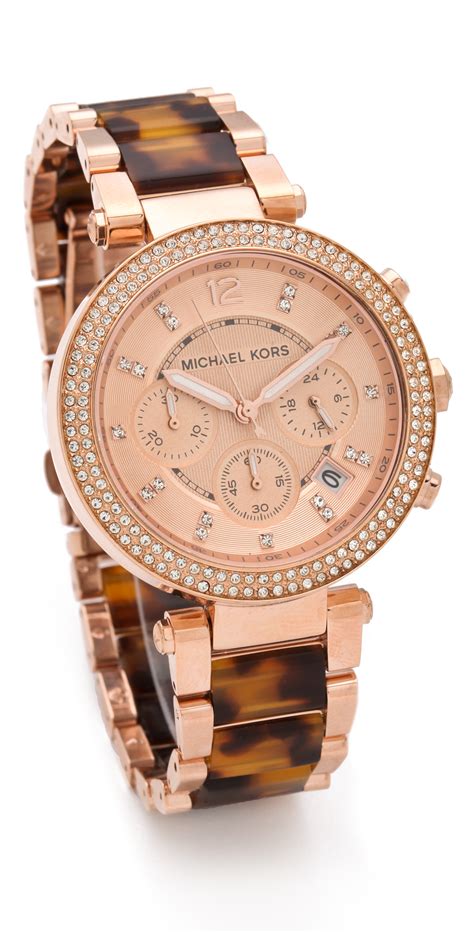 michael kors watches tortoise and rose gold|mk7354.